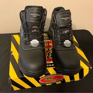 Men’s Black Skechers For Work Boots- Size 11.5